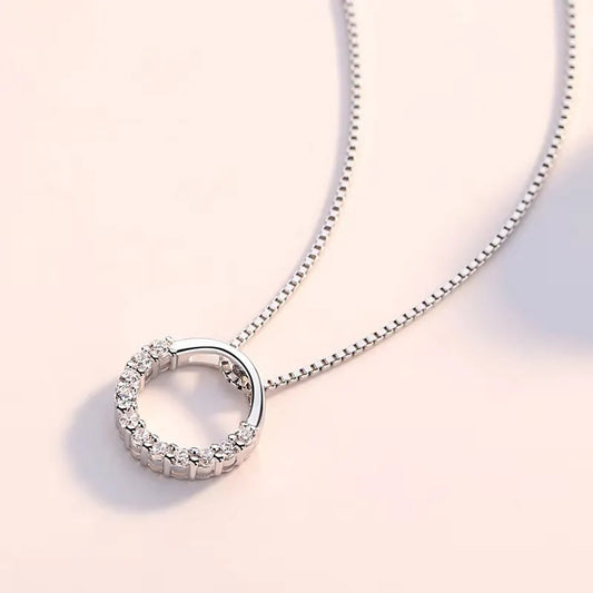 Round Crystal Zircon Wedding Pendant (Artificial Silver Plated)