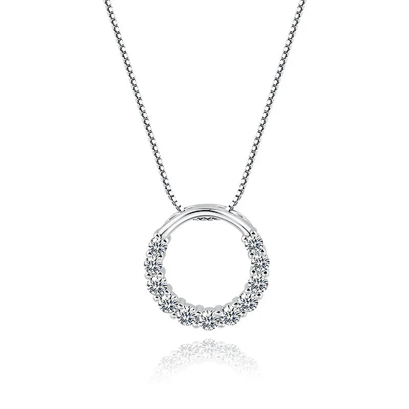 Round Crystal Zircon Wedding Pendant (Artificial Silver Plated)