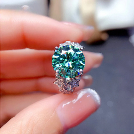 Sterling Silver Gemstone Adjustable Ring (Artificial Silver Plated)