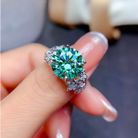 Sterling Silver Gemstone Adjustable Ring (Artificial Silver Plated)