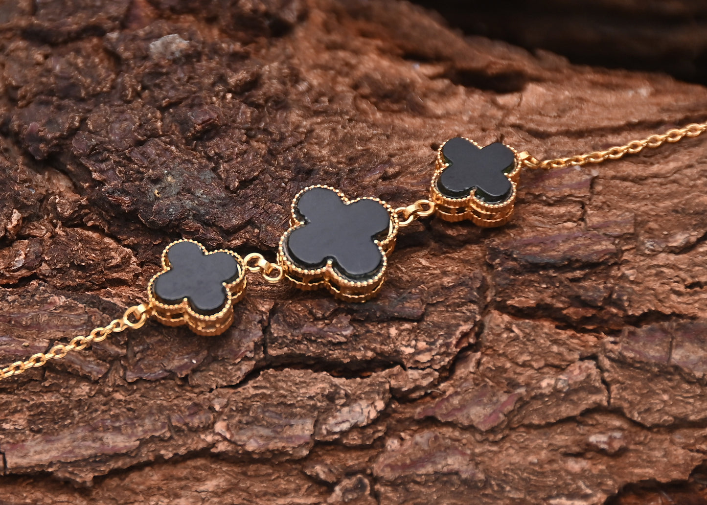 Black Aquamarine Bracelet (Gold Plated 925 Sterling Silver)