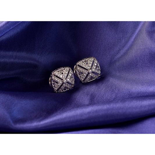 silver square earrings design