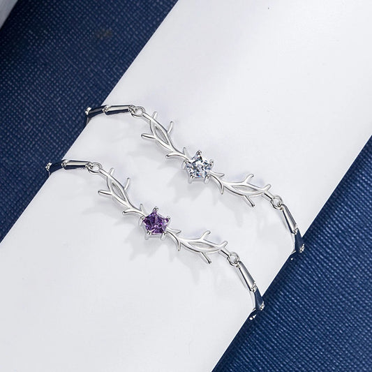 Crystal Zircon Antlers Bracelet (Artificial Silver Plated)