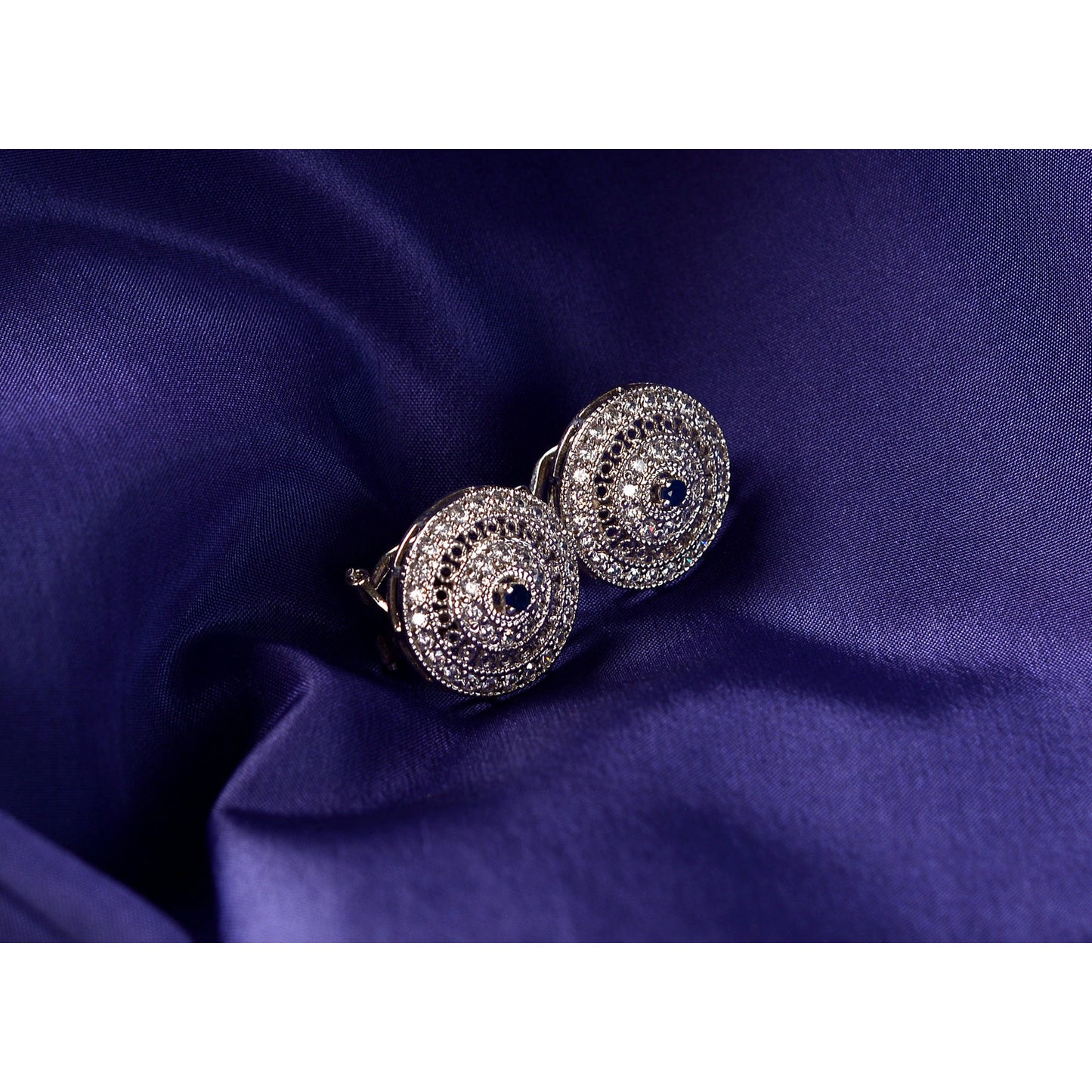 Petite Round Earrings Blue Stone