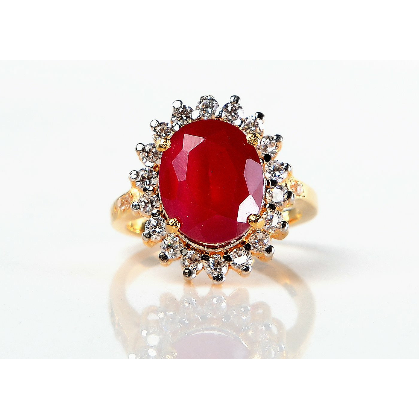 Silver Ruby Rings For Sale Near Me Oval Ruby Zircon Studded Gold