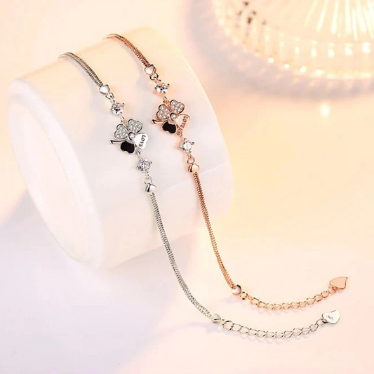 Flower crystal bracelet length 20.5CM (Artificial Silver Plated)