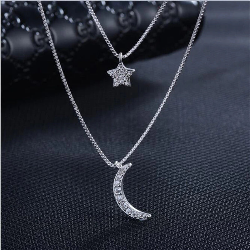 Micro Zircon Moon Star set (Artificial Silver Plated)