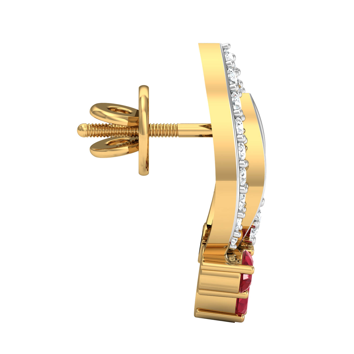 Majestic - Maroon half flower earrings(Gold Plated 925 Sterling Silver)