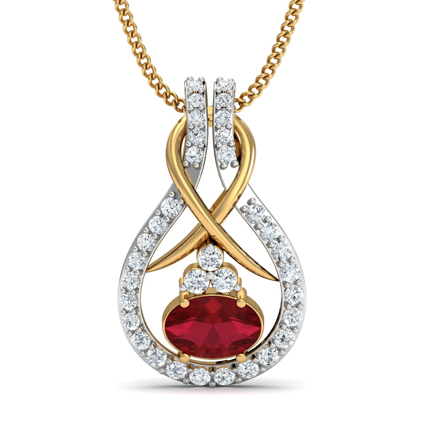 Diva maroon pendant (Gold Plated 925 Sterling Silver)
