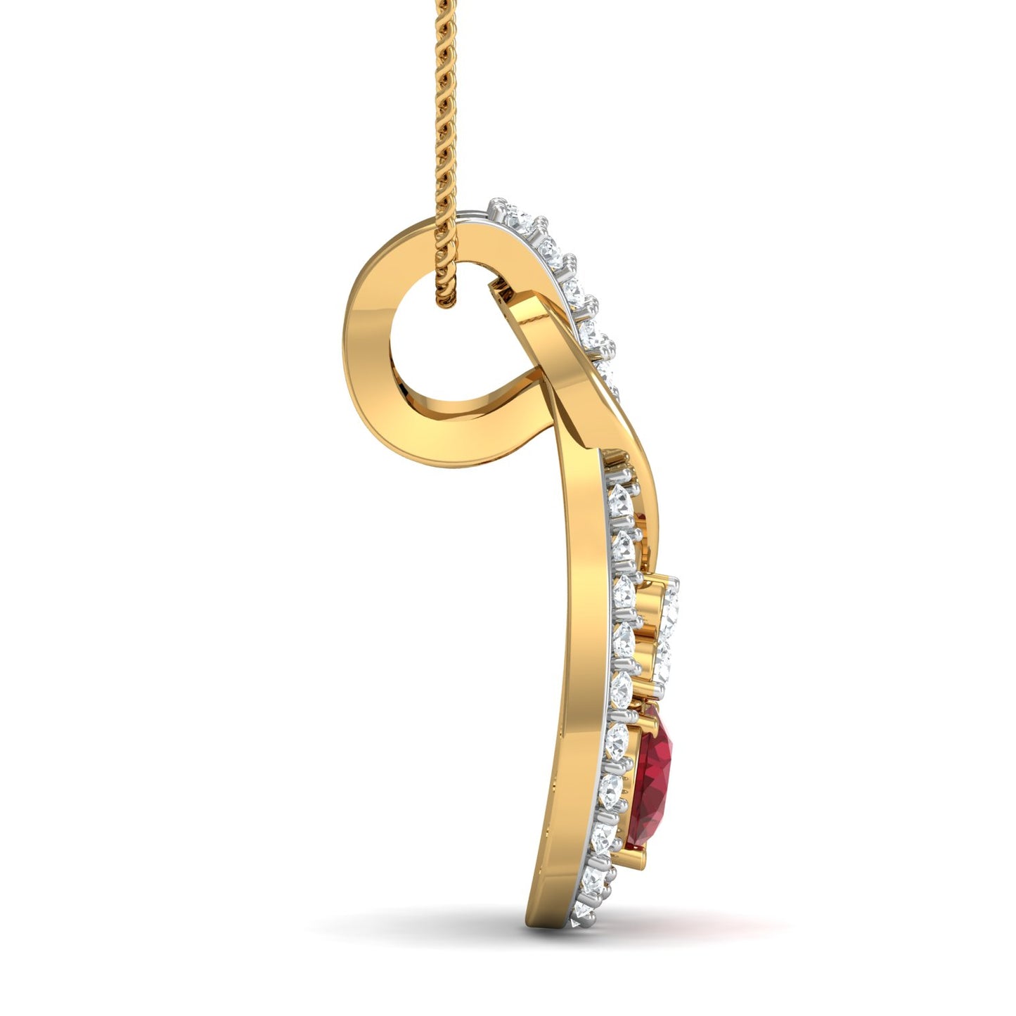 Diva maroon pendant (Gold Plated 925 Sterling Silver)