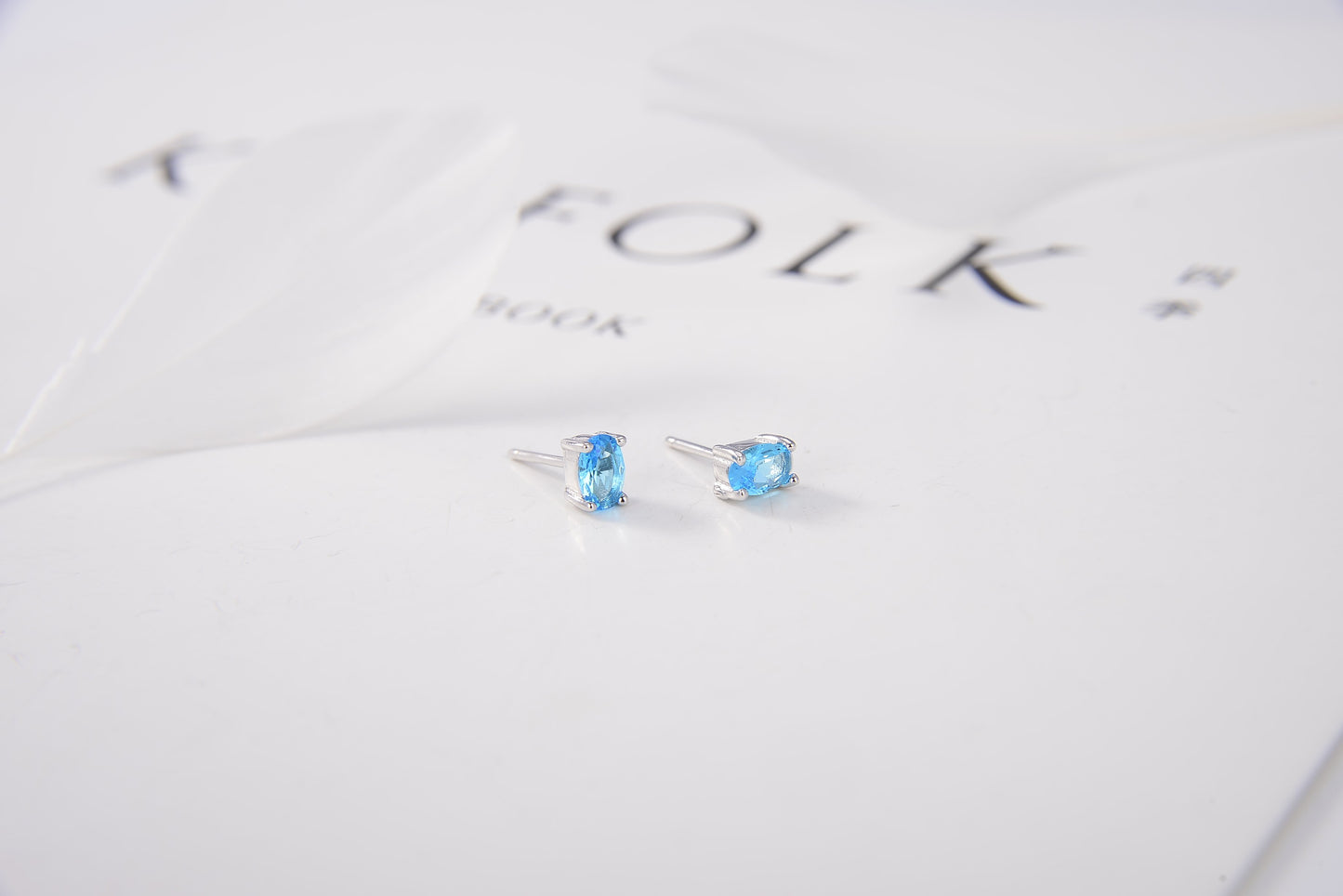 Petite Blue Stud Earrings (Artificial Silver Plated)
