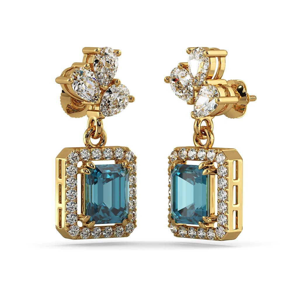 Gold Plated Blue Topaz Earrings (Gold Plated 925 Sterling Silver)