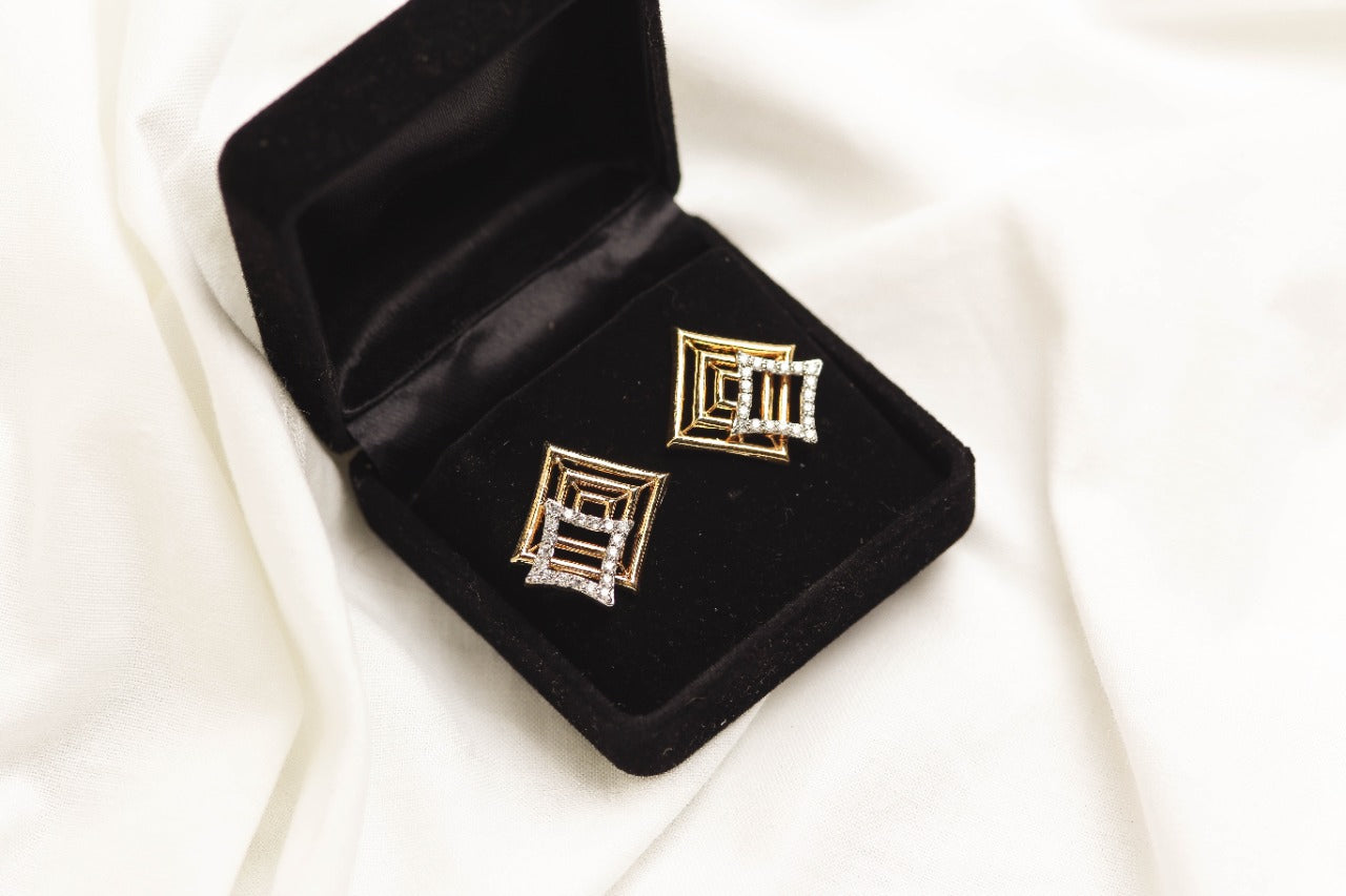Classic Square Earing (Gold Plated 925 Sterling Silver)