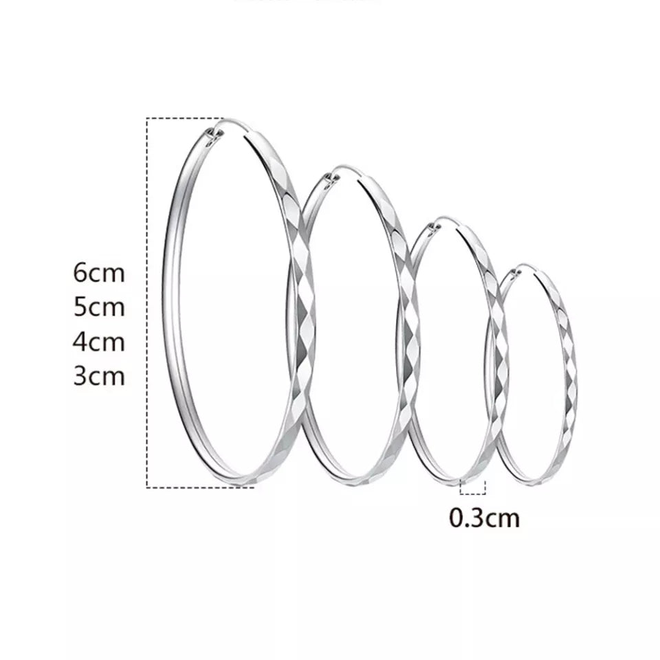 Glossy Simple Retro Exaggerated Size Hoop Earrings (Artificial Silver Plated)