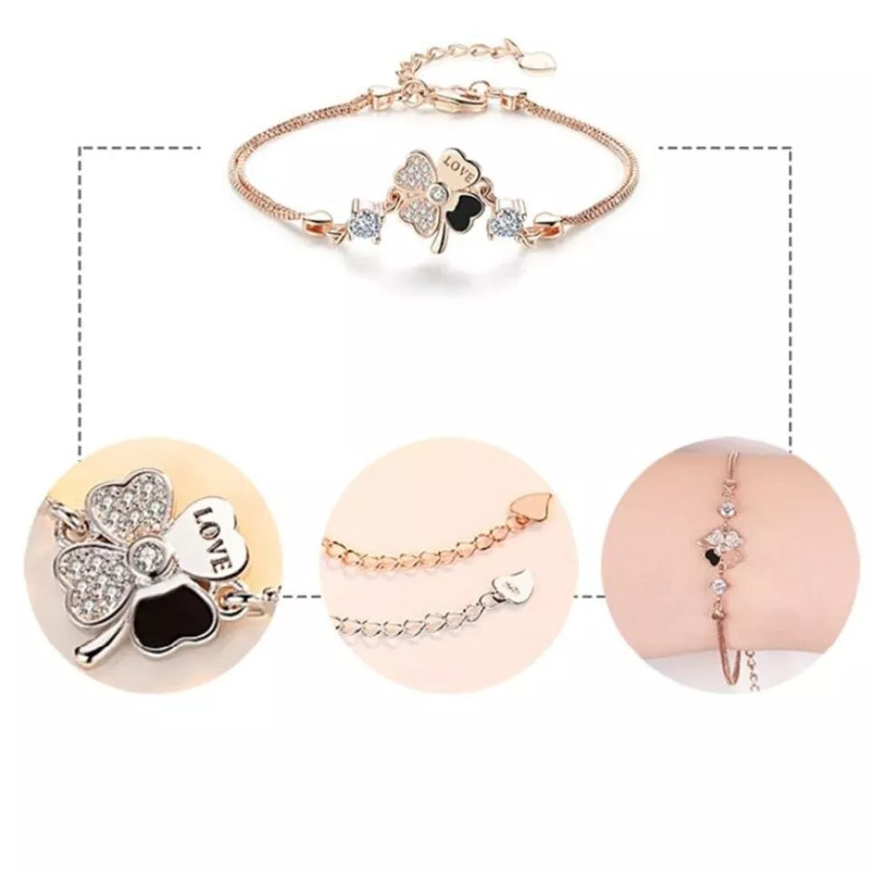 Flower crystal bracelet length 20.5CM (Artificial Silver Plated)