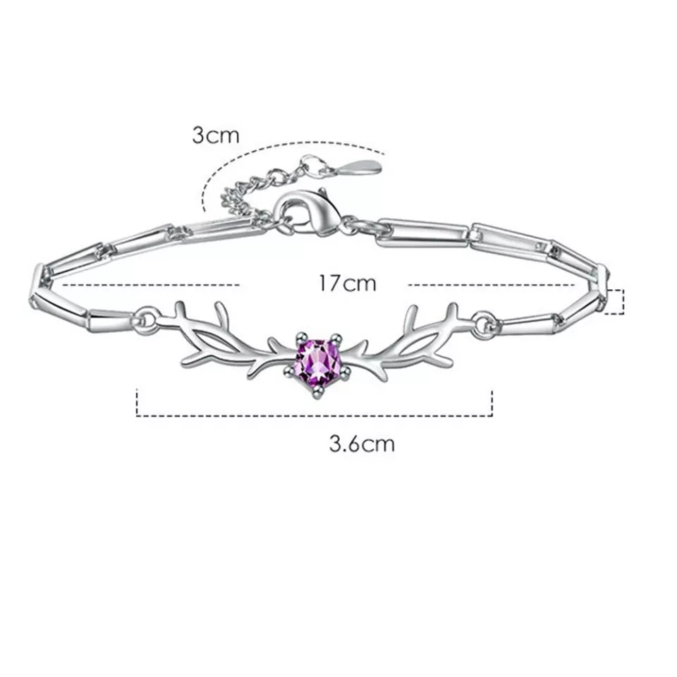 Crystal Zircon Antlers Bracelet (Artificial Silver Plated)