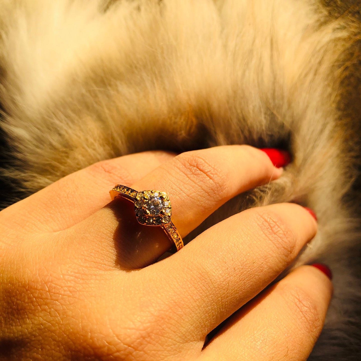 Halo Beaded Ring (Gold Plated 925 Sterling Silver)