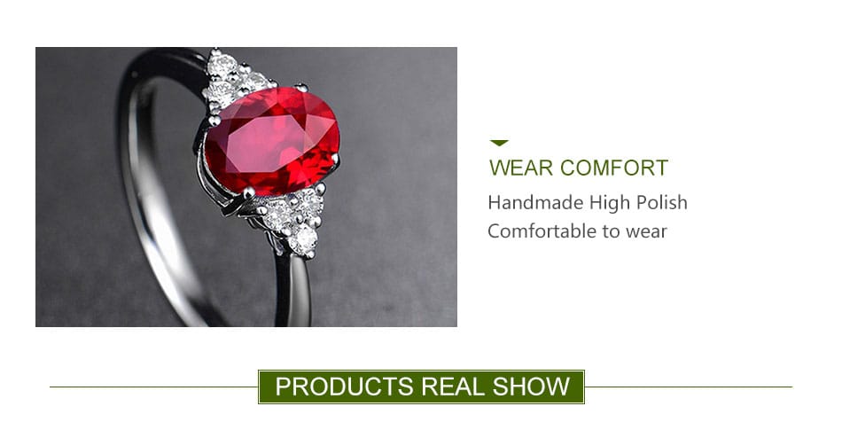 Round Ruby Adjustable Ring (Artificial Silver Plated)