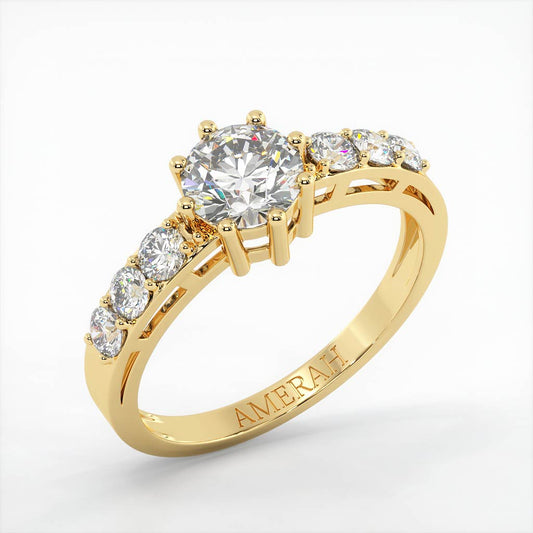 Round Cut White Zircon Studded Gold band (Gold Plated 925 Sterling Silver)