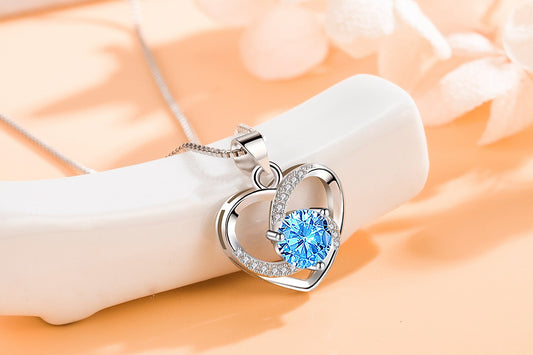 Crystal Zircon Heart Pendant (ArtificialSilver Plated)
