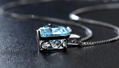 Heart-shape Sapphire Pendant (Artificial Silver Plated)
