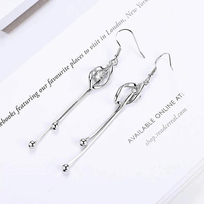 Long Tassel Flower Exaggerated Pop Earrings (Artificial Silver Plated)