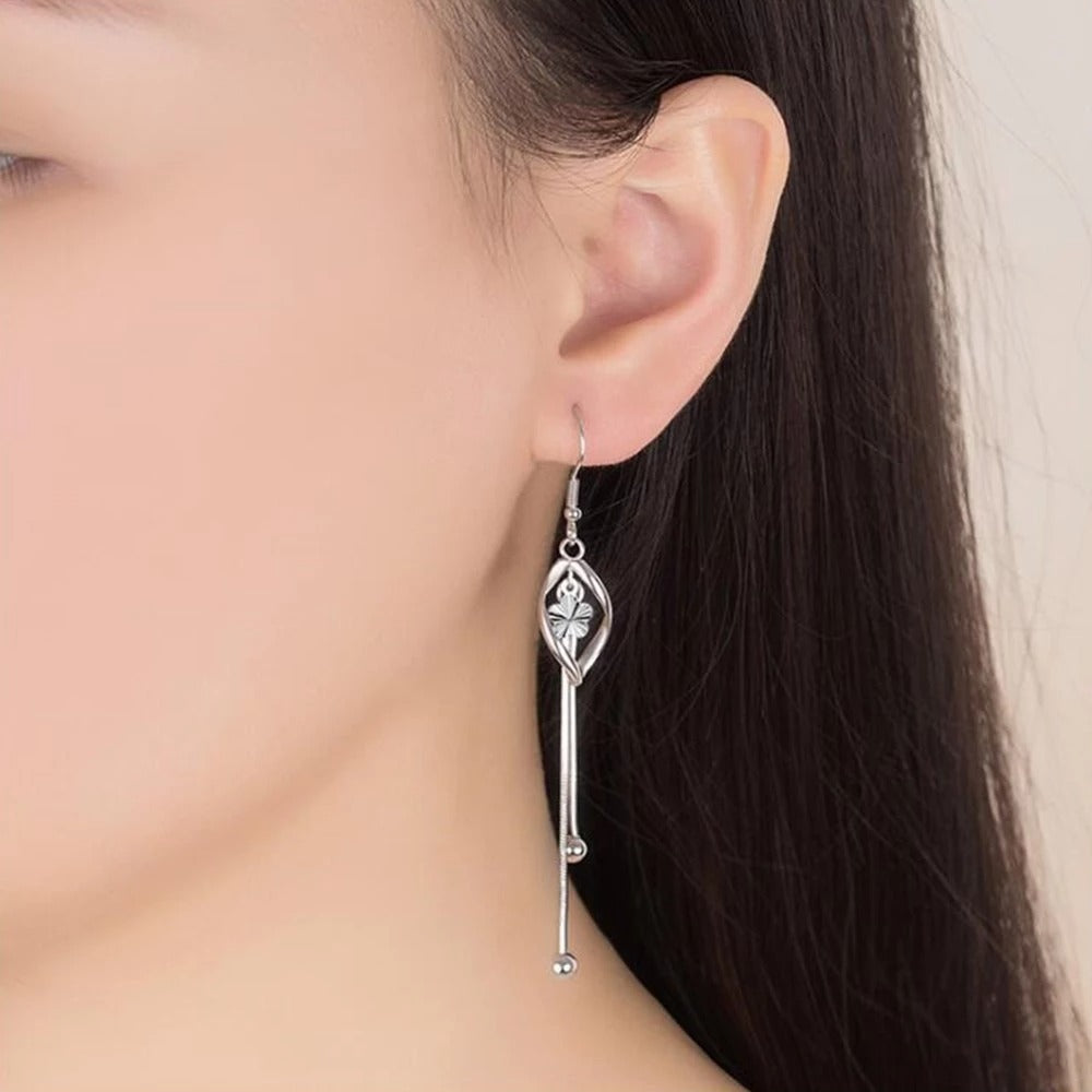 Long Tassel Flower Exaggerated Pop Earrings (Artificial Silver Plated)