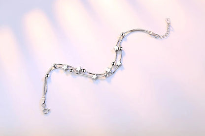 Retro square & star bracelet length 20CM (Artificial Silver Plated)