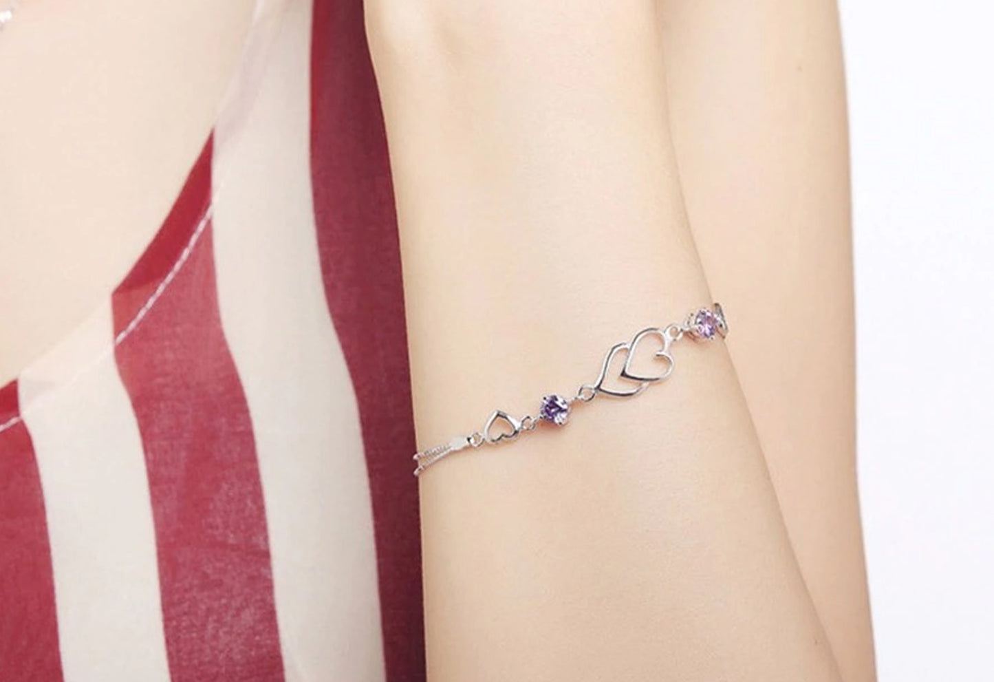 Heart to Heart Bracelet (Artificial Silver Plated)