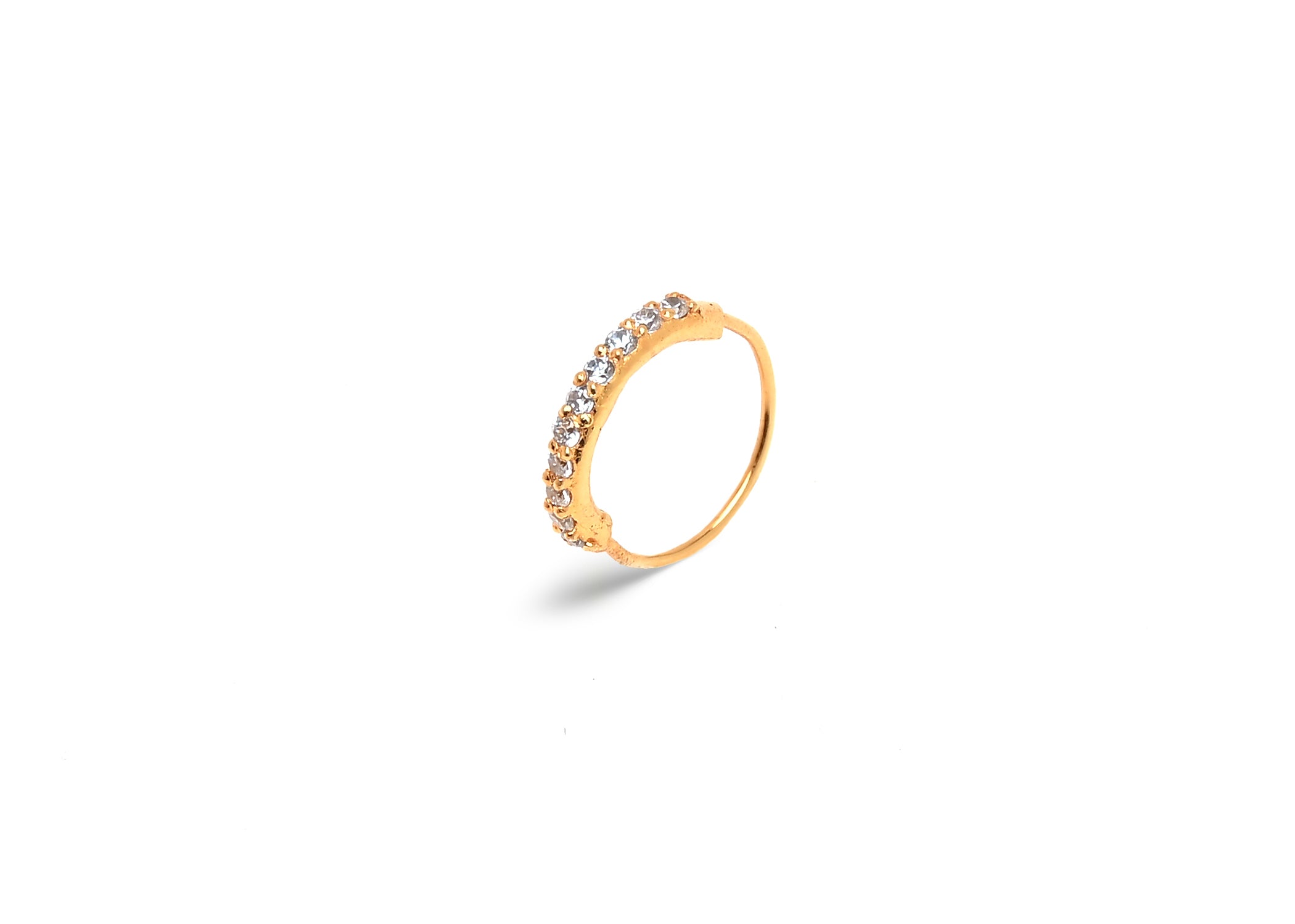 Sterling Silver Gold Open Crystal Hoop Nose Ring | Icing US