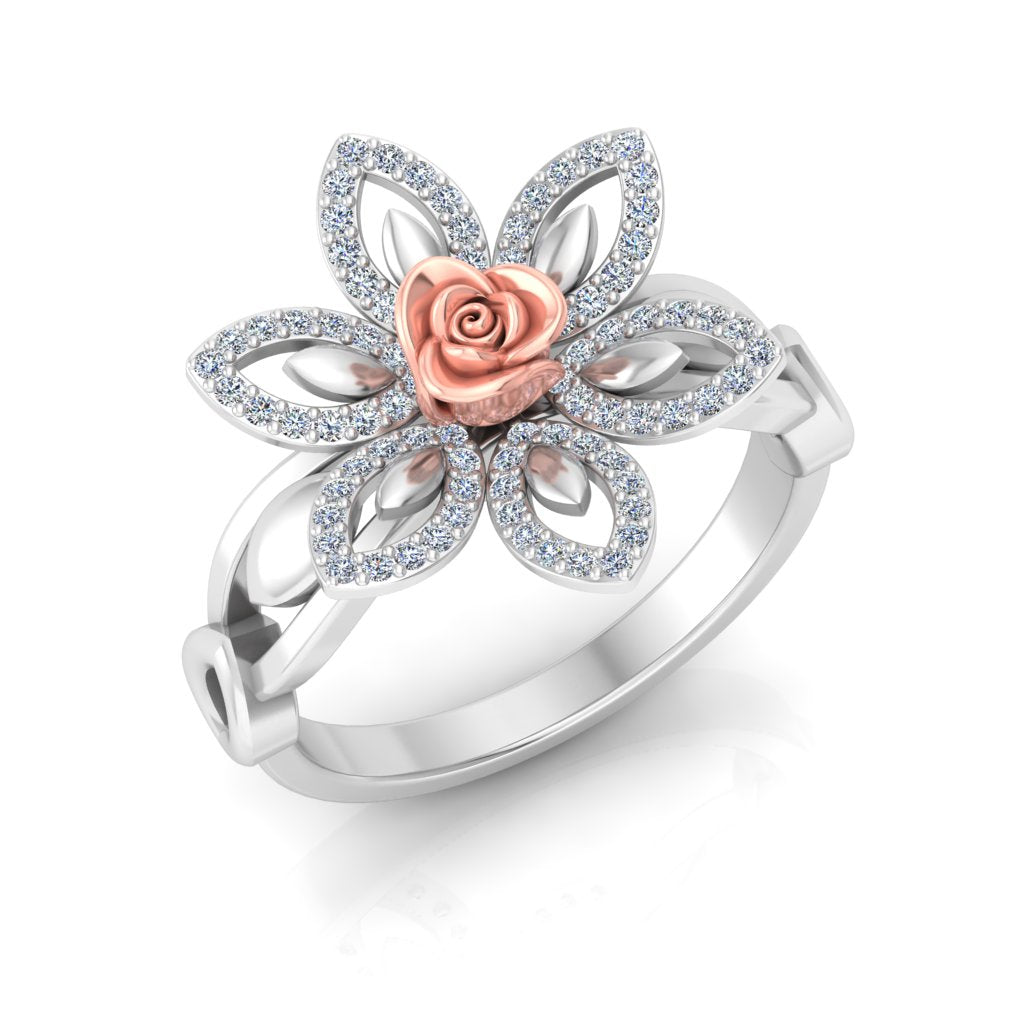 Dancing floral ring (925 Sterling Silver)