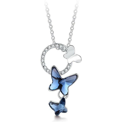 Silver Butterfly Zircon Pendant (Artificial Silver Plated)