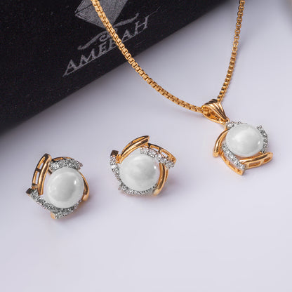 Round Pearl Set (Gold Plated 925 Sterling Silver)