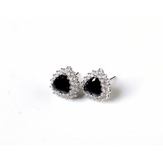 Black Zircon Studded Earring Buds (925 Sterling Silver)