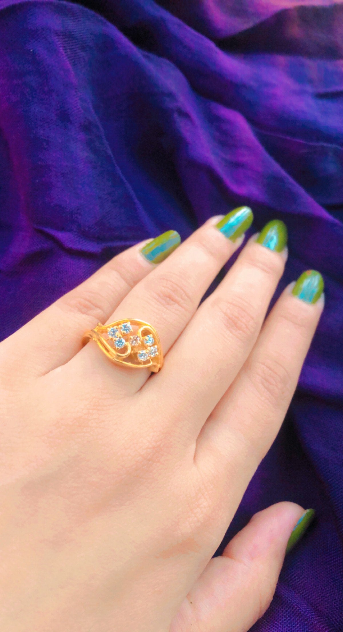 Gold Plated Elegant Pattern Zircon Ring (Gold Plated 925 Sterling Silver)