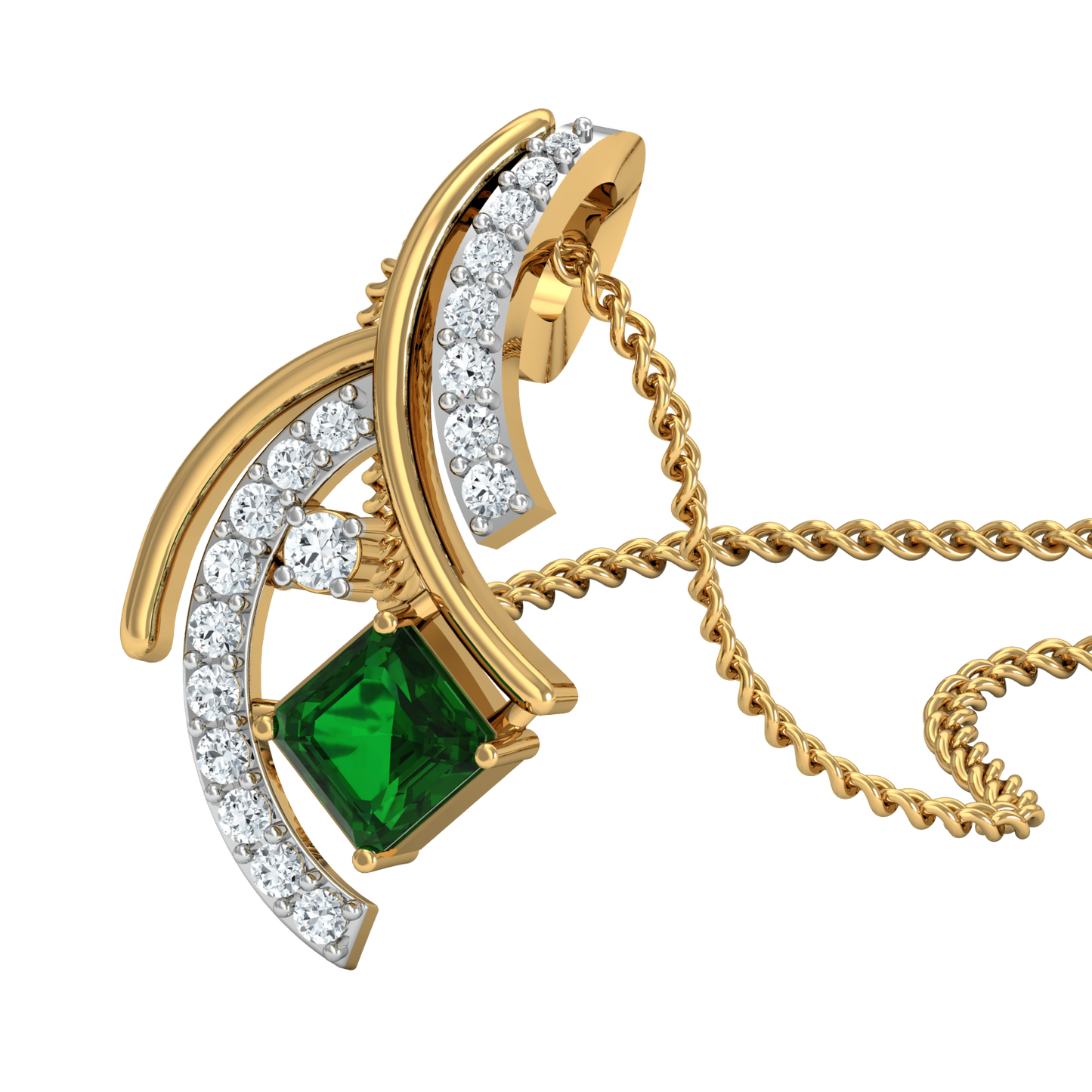 Diva Emerald Diamond Pendant (Gold Plated 925 Sterling Silver)