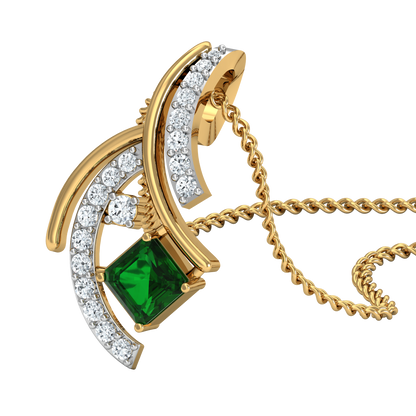 Diva Emerald Diamond Pendant (Gold Plated 925 Sterling Silver)