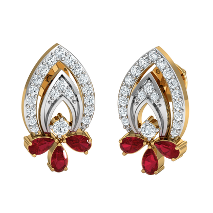 Majestic - Maroon half flower earrings(Gold Plated 925 Sterling Silver)