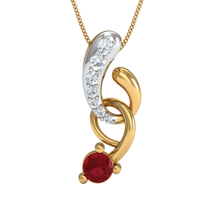 Diva maroon stone pendant (Gold Plated 925 Sterling Silver)