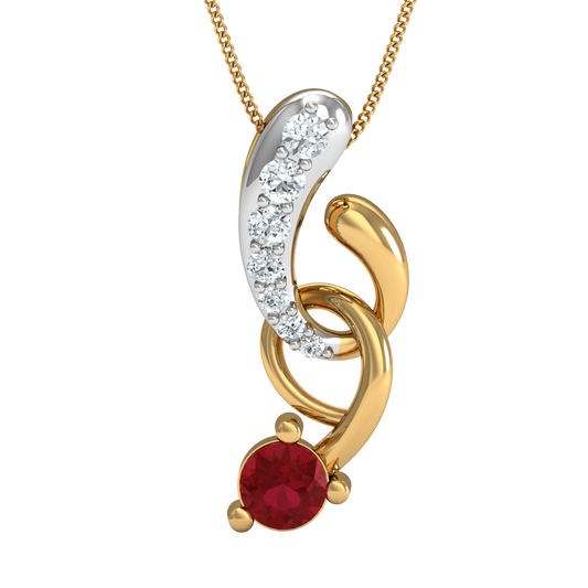 Diva maroon stone pendant (Gold Plated 925 Sterling Silver)