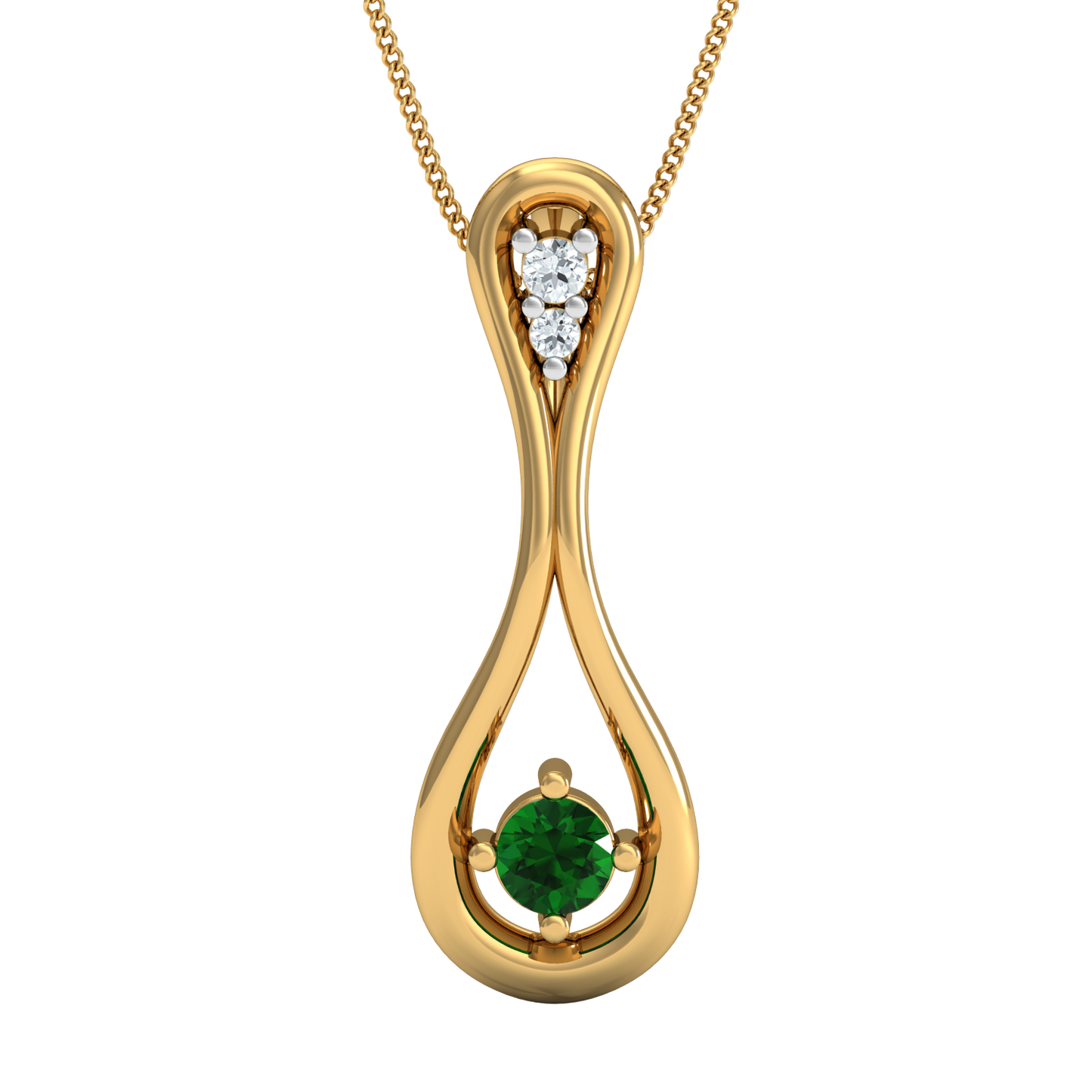 Diva Emerald Green Pendant (Gold Plated 925 Sterling Silver)
