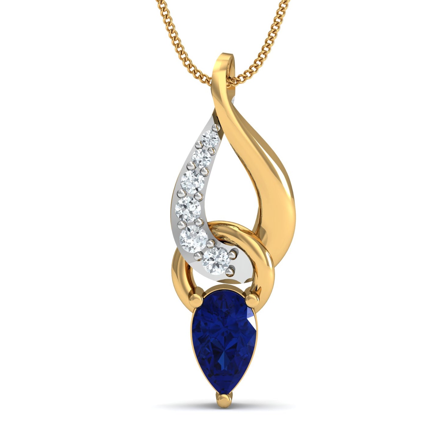Diva Sapphire Blue Pendant (Gold Plated 925 Sterling Silver)
