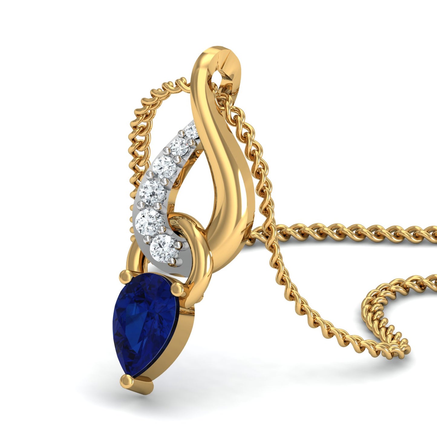 Diva Sapphire Blue Pendant (Gold Plated 925 Sterling Silver)