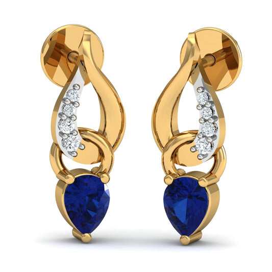 Majestic - blue sapphire drop earrings (Gold Plated 925 Sterling Silver)