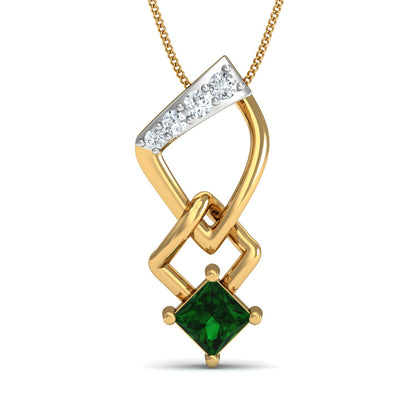 Diva Diamond Green Pendant (Gold Plated 925 Sterling Silver)
