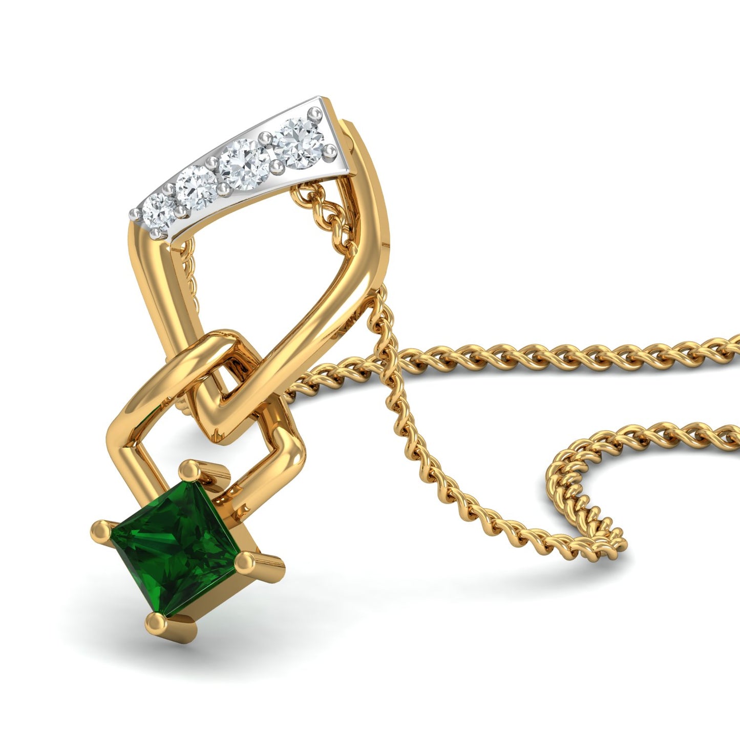 Diva Diamond Green Pendant (Gold Plated 925 Sterling Silver)