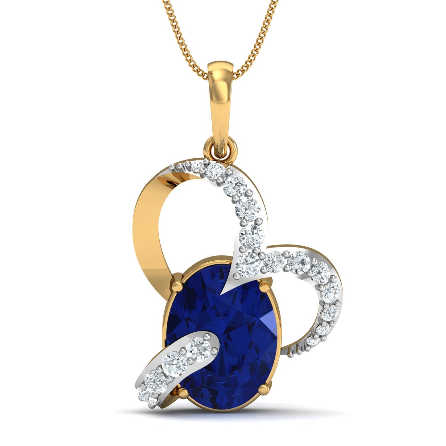 Diva Sapphire Heart Pendant (Gold Plated 925 Sterling Silver)