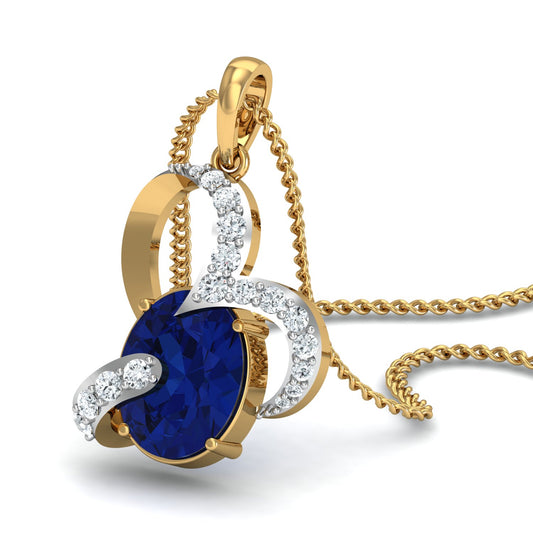 Diva Sapphire Heart Pendant (Gold Plated 925 Sterling Silver)