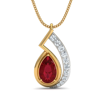 Diva Maroon Tear Drop Pendant (Gold Plated 925 Sterling Silver)