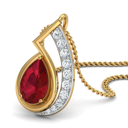 Diva Maroon Tear Drop Pendant (Gold Plated 925 Sterling Silver)